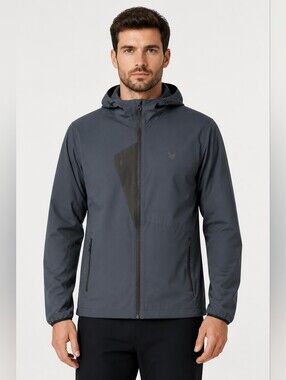 Spyder Large Men's Hooded Softshell Jacket Navy Blue Charcoal